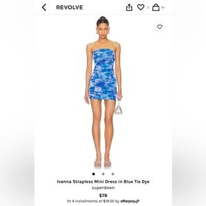 Ivanna Strapless Mini Dress in Blue Tie Dye